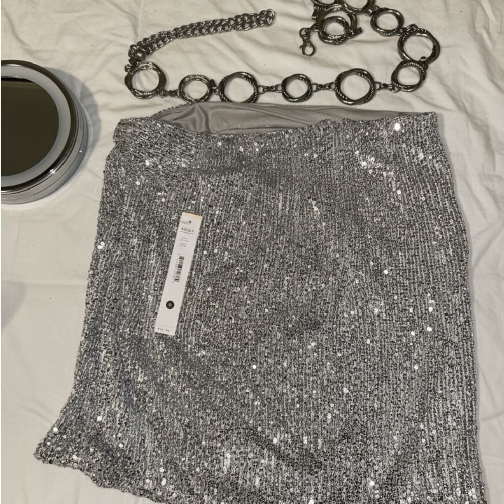 Silver Sequin Skirt